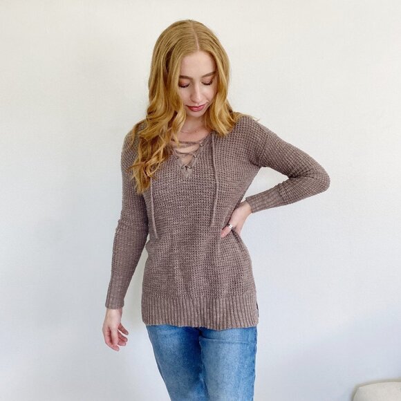 American Eagle Knit Brown Long Sleeve Sweater Small - Picture 1 of 3
